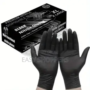 Box of Premium Black Nitrile Disposable Gloves 100 Pieces
