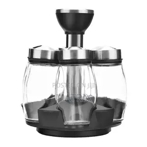 6pcs Spice Rack Jars With Rotating Stand