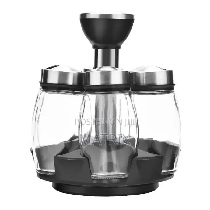 6pcs Spice Rack Jars With Rotating Stand
