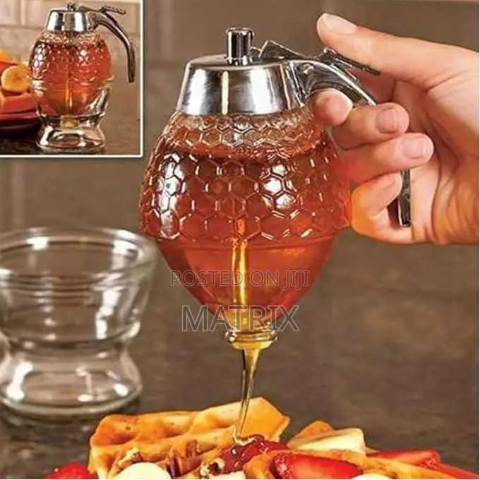 Honey Dispenser With Stand, No Drip Honey Jar - Transparent