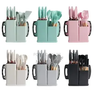 1 Set 19pcs Silicone Spoons Set With Knives and Chopping Board