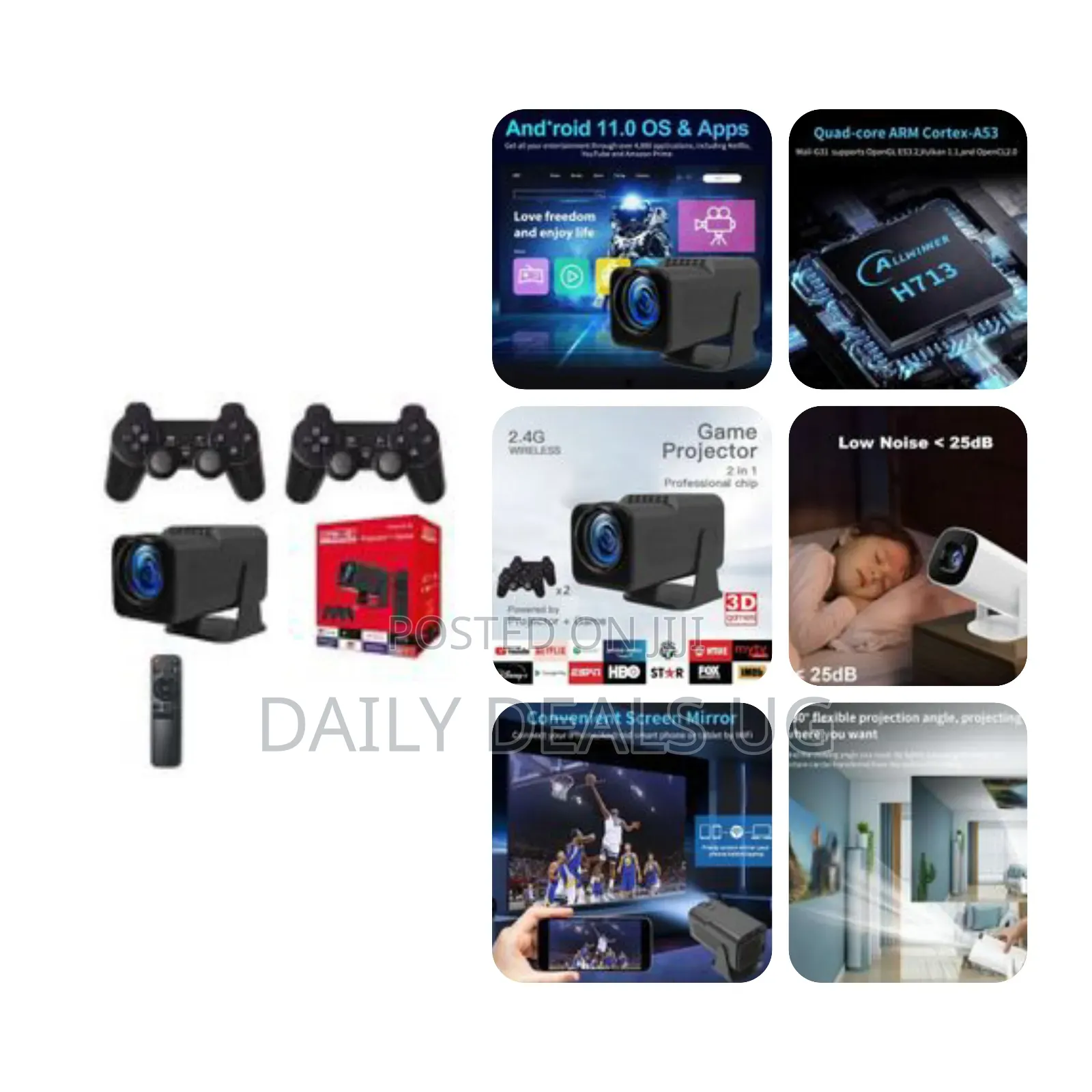 Arcade Vision Projector Hd Screen Game Projector With Controllers