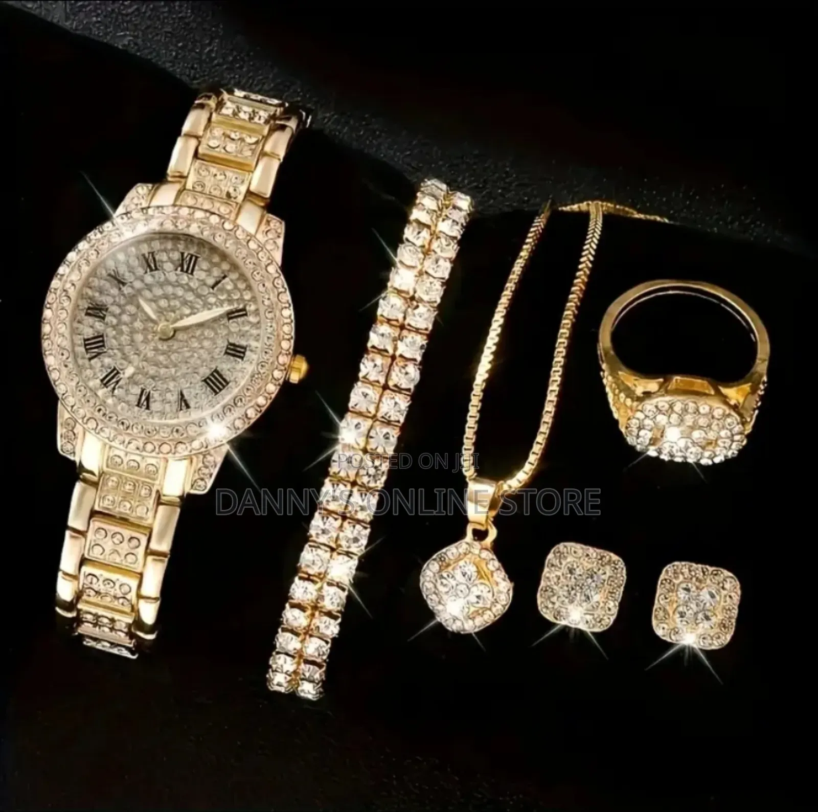 6pcs Elegant Women's Quartz Watch Set With Roman Numerals - Silvery-T