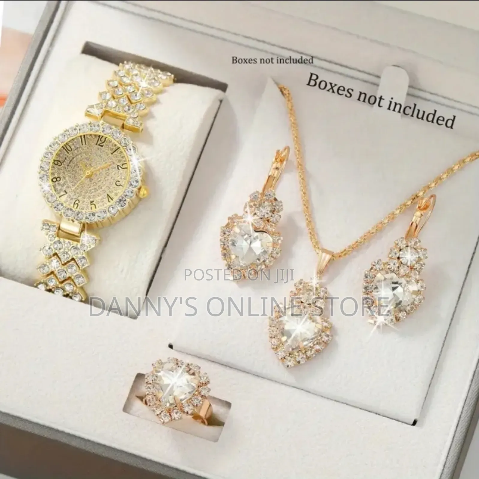 5pcs New Fashionable Elegant Round Quartz Watch + Simple Jewelry Set.