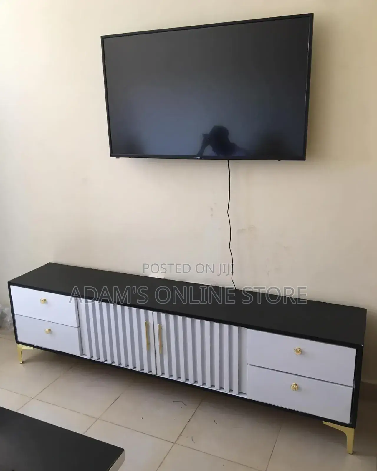 White and Black Tv Stand Unit 190cm