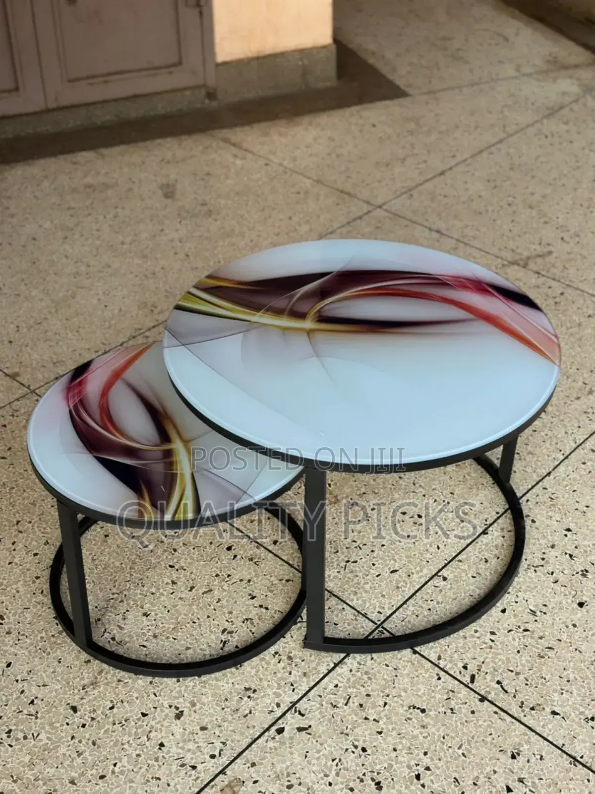 High-Quality Round Marble Coffee Set.