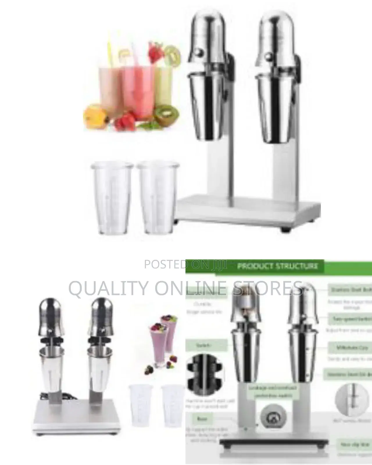 Twin Head Milkshake Mixer 300w Stainless Steel Milkshake Machine .
