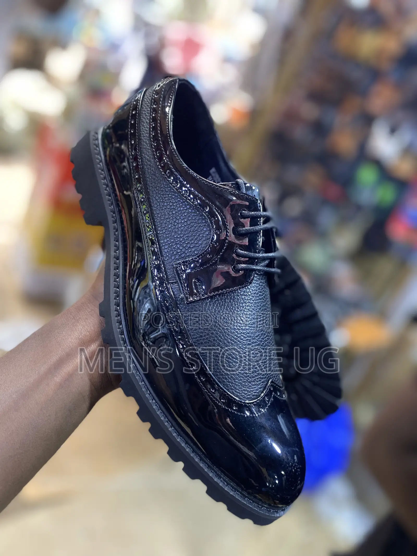 Men’S Black Leather And Shiny Oxford Shoes