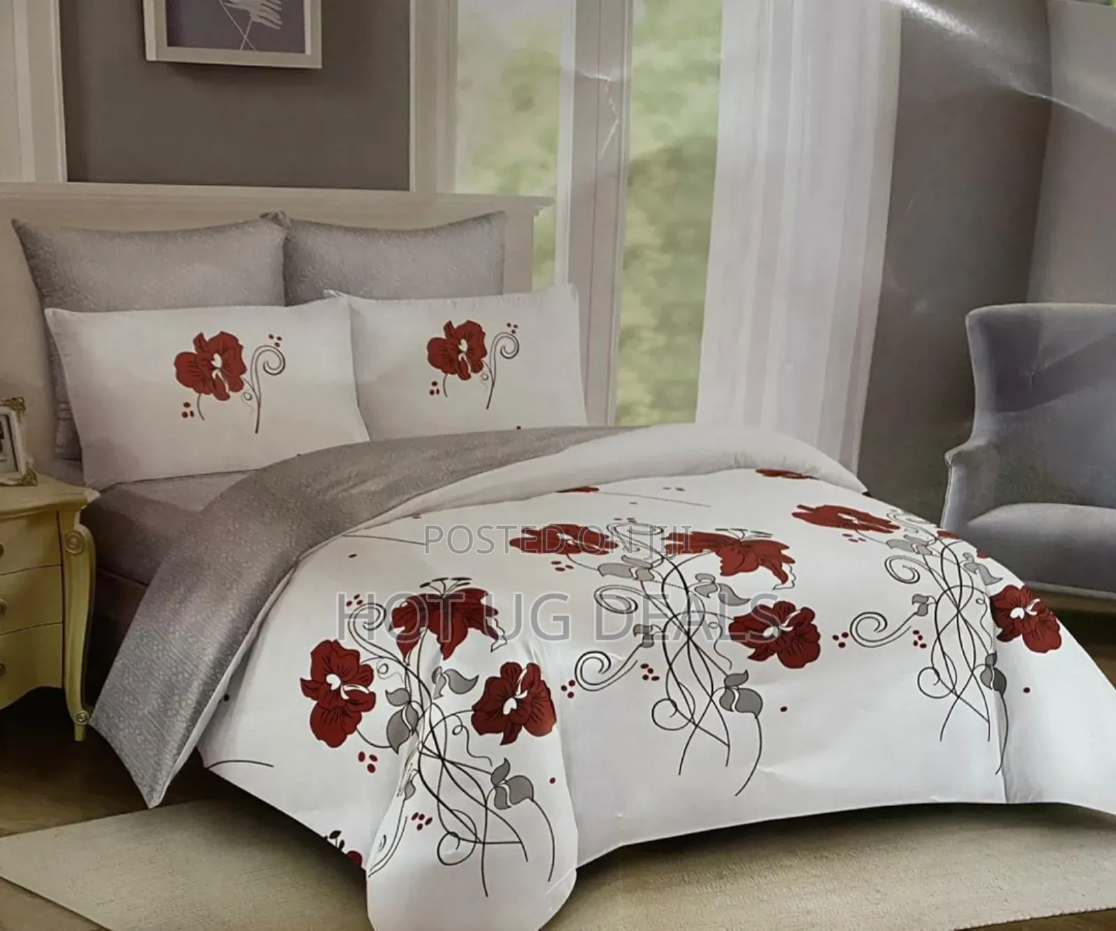 6x6 4pc Duvet Set With 1bedsheet&2 Pillow Cases, 1 Duvet