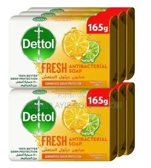 6pcs Dettol Original Anti-Bacterial Bathing Soap Bar,165g