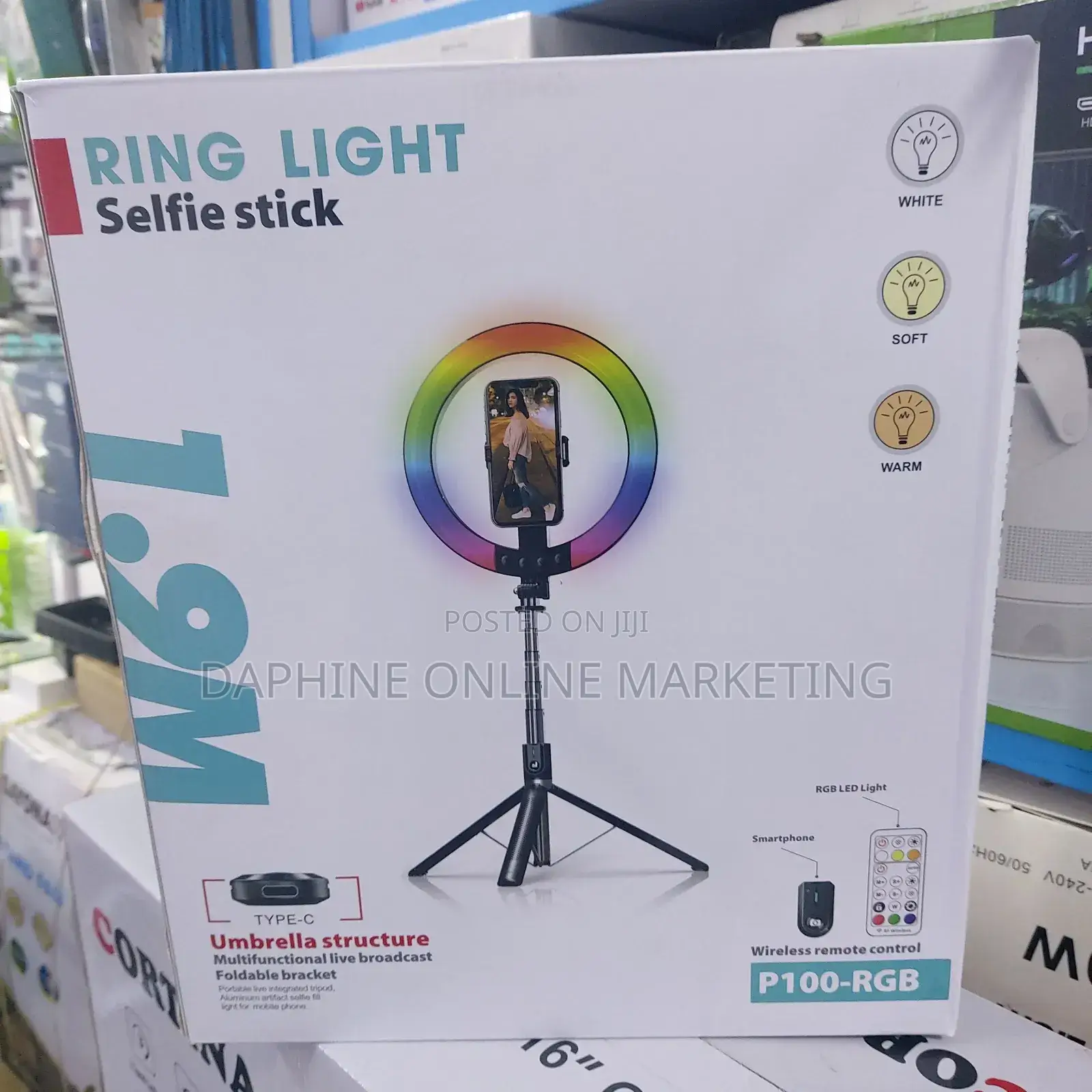 10inch Rechargeable Ring Light and Selfie Stick With Remote