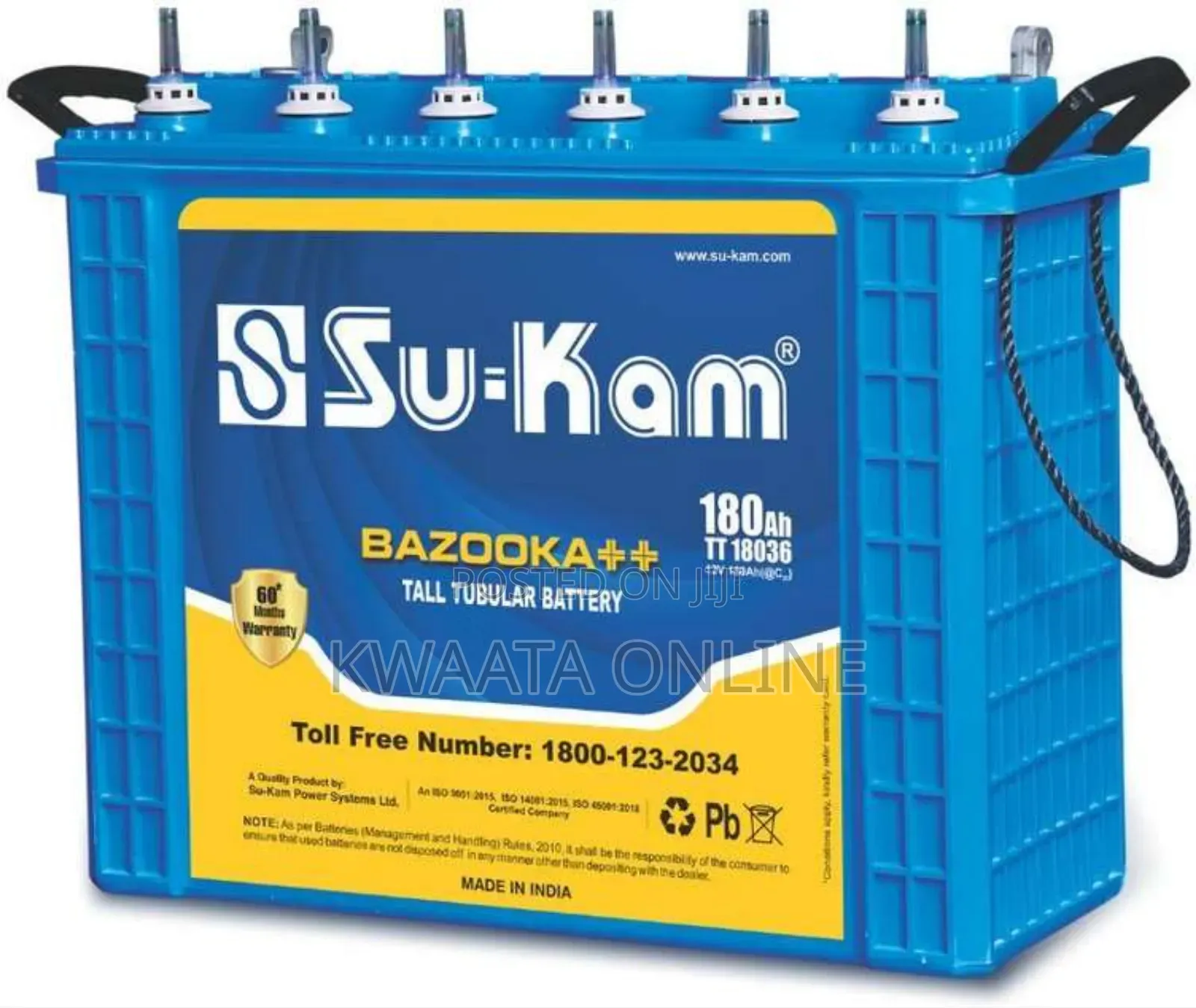 Su-kam 200ah 12v 2.4kwh Tall Tubular Battery –Solar Battery