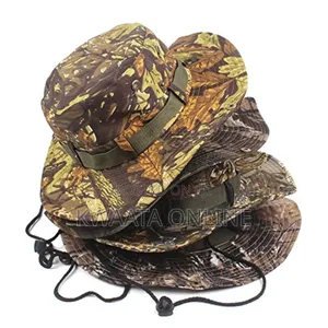 Tropical Round Hat With Chin Strap Military Army Camouflage Sun Hats