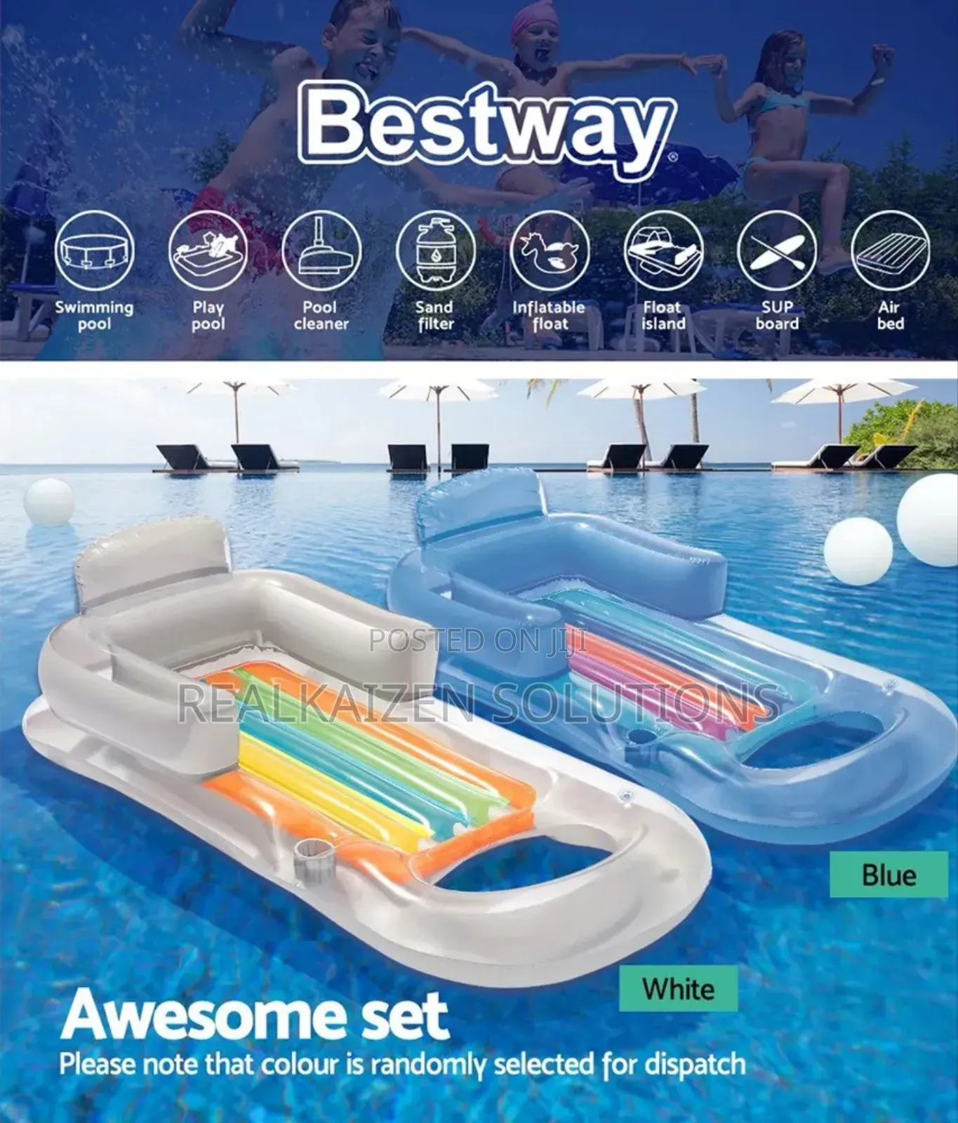 Bestway Inflatable Summer Swimming Pool Lounger Pool Floater 161cm