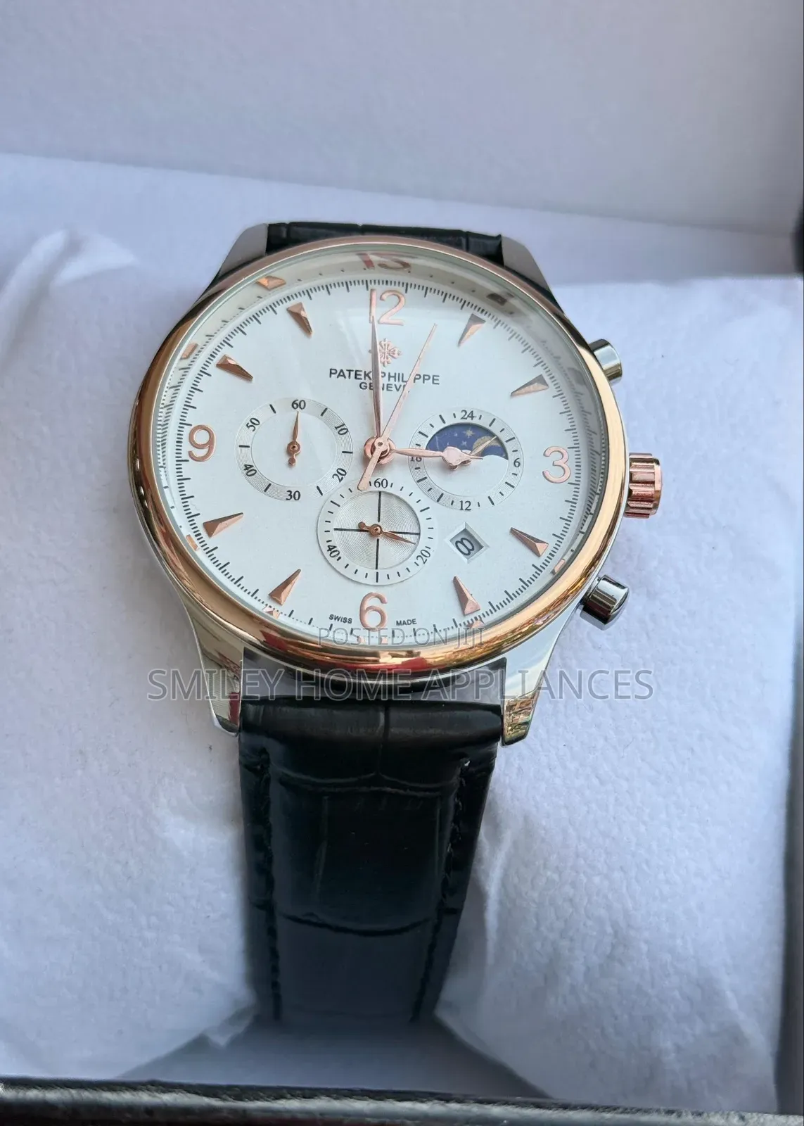 Patek Philippe Geneva Mens Original Wrist Time Piece Leather Strappped