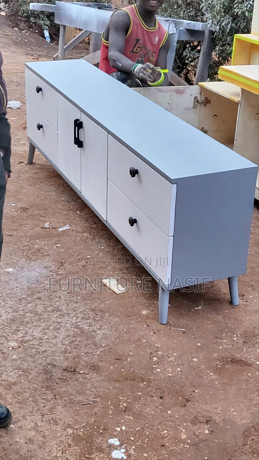 Tv Stand White and Gray Brand New Available