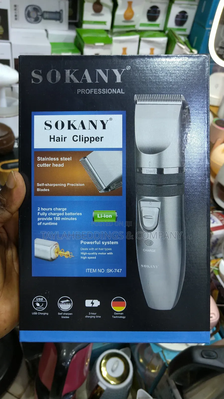 Sokany Hair Clipper Cordless - Sk-747 Man Home Hair Cut Rechargeable