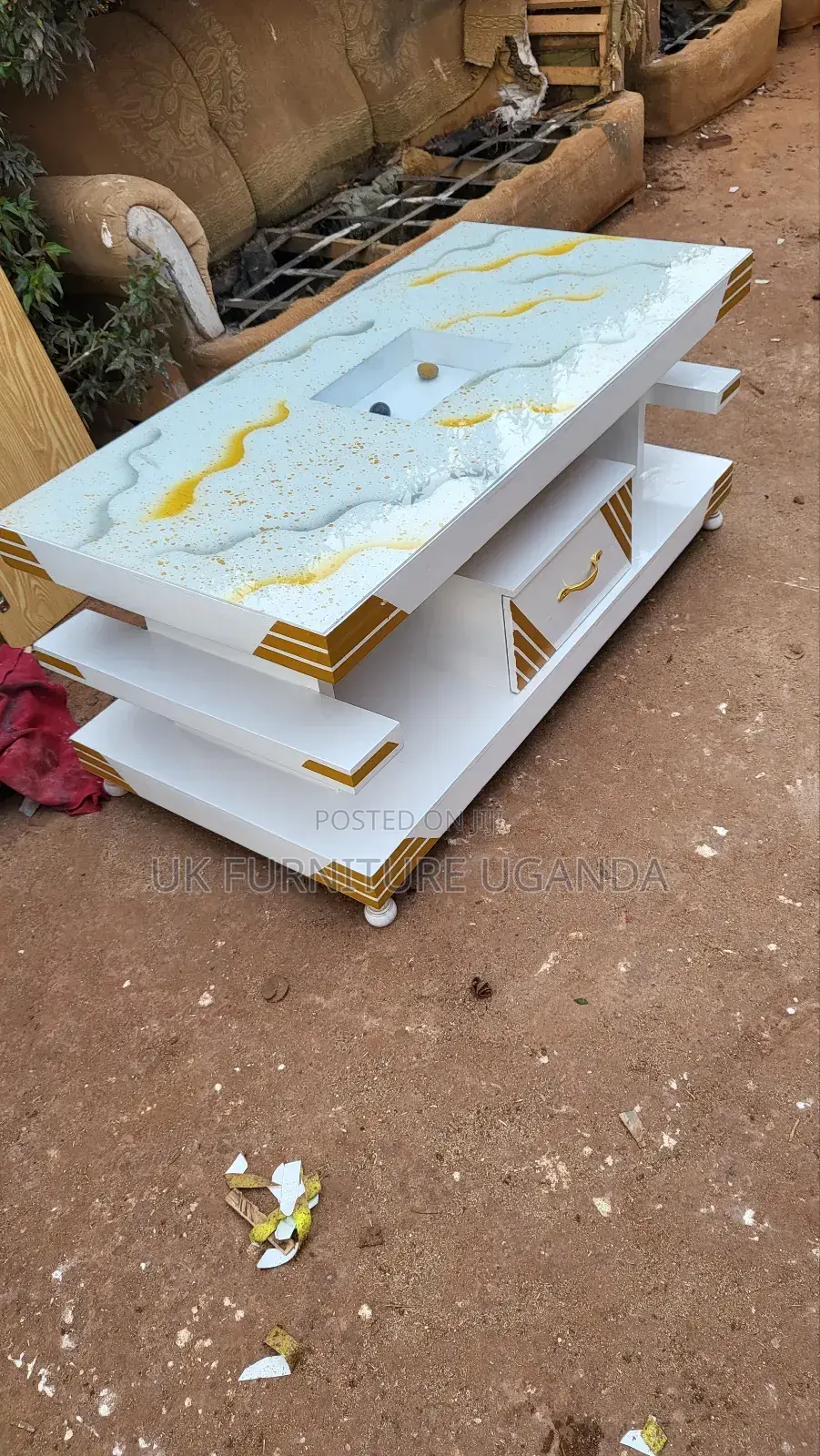 Nesting Table White and Gold Available