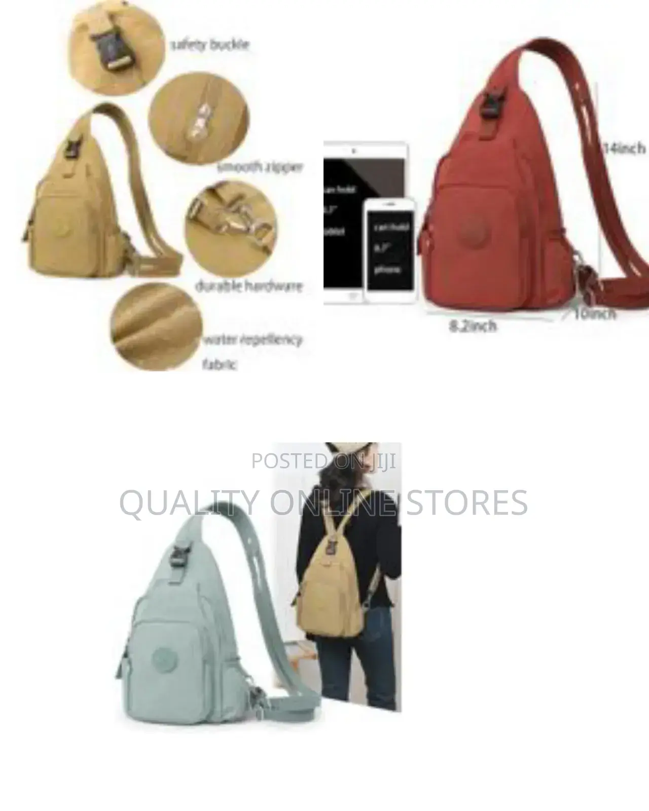 Multi-Pocket Chest Bag Lightweight Business 3-Way Small Backpack Purse
