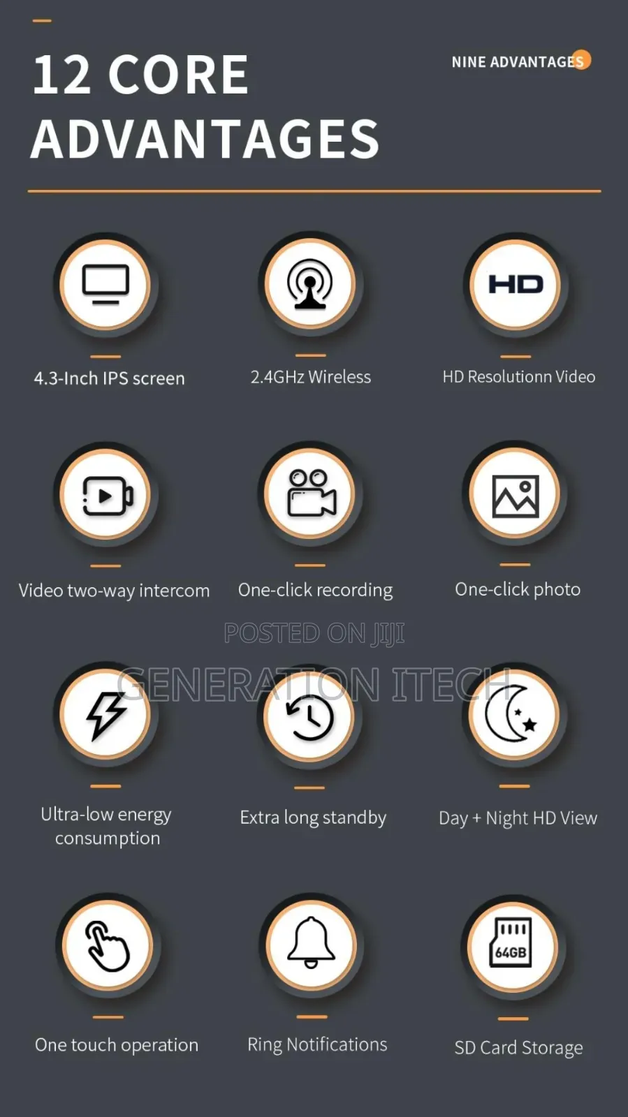 Wireless Video Door Bell - 2 Way Audio, Hd Video Recording