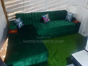 L Sofa Set Green in Colourwith High Density Mattresses Ready for Sale