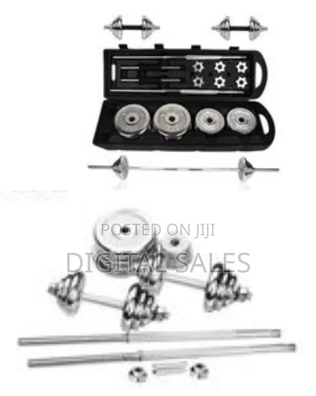 Home Gym 50kg Adjustable Chrome Dumbbell Barbell Set With Carry Case,0