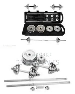 Home Gym 50kg Adjustable Chrome Dumbbell Barbell Set With Carry Case,0