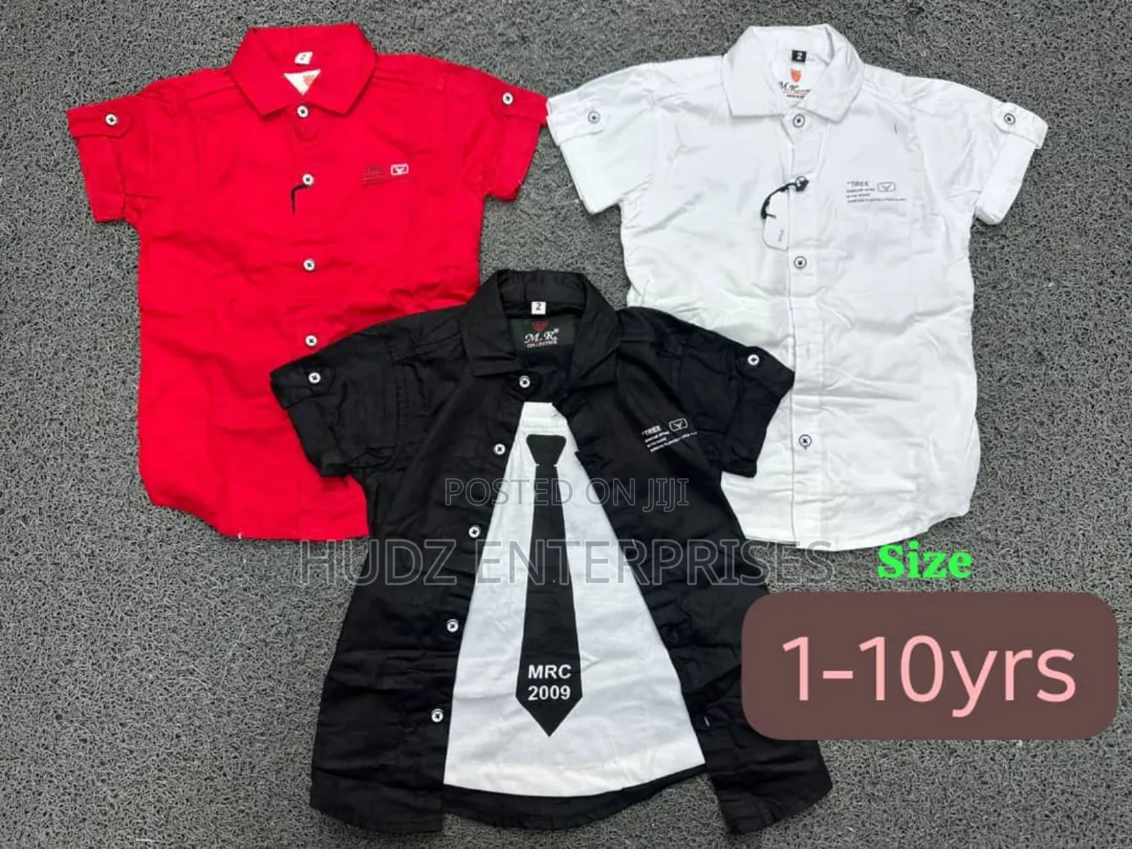 1 to 10 Years Kids Shirts Red , Black and White