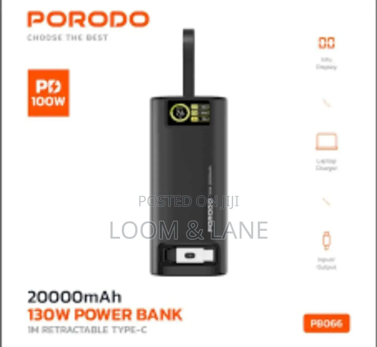 Porodo 20,000mah 130w Powerbank Pb066