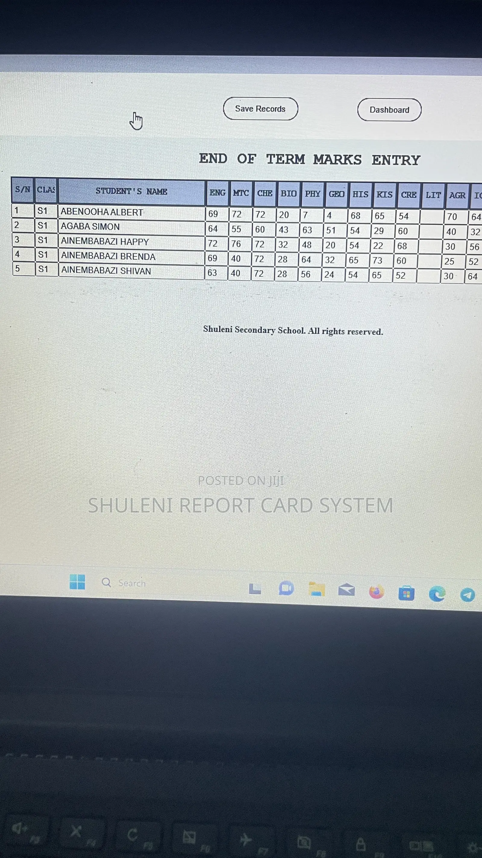 Offline Report Card System