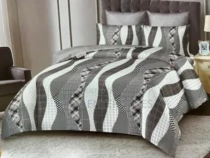 4pc Big Strip Duvet in Grey