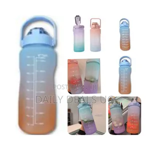 2l Time Marked Fitness Jug Outdoor Frosted Water Bottle,Color May Vary