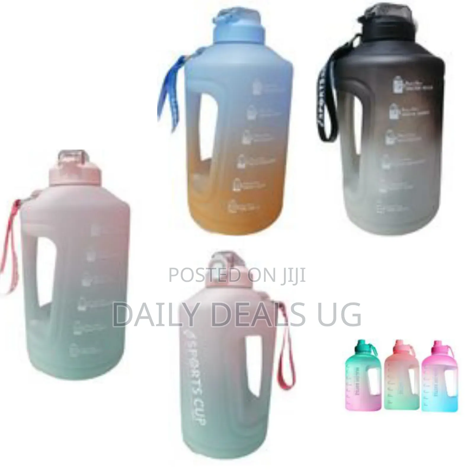 2.3l Time Marked Fitness Jug Outdoor Frosted Water Bottle, Multicolor