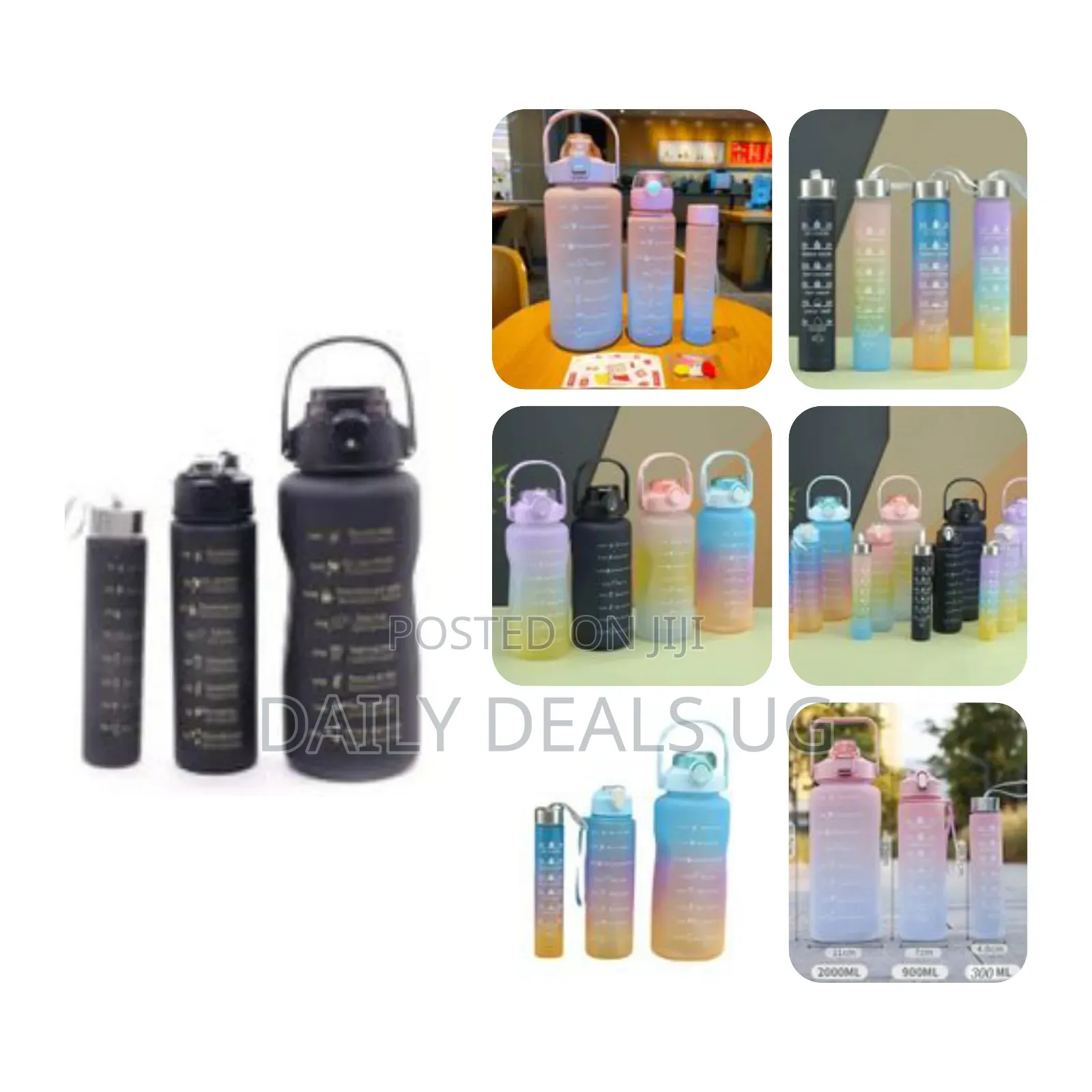 3 Piece of Sport Time Marked Fitness Jug Outdoor Frosted Water Bottles