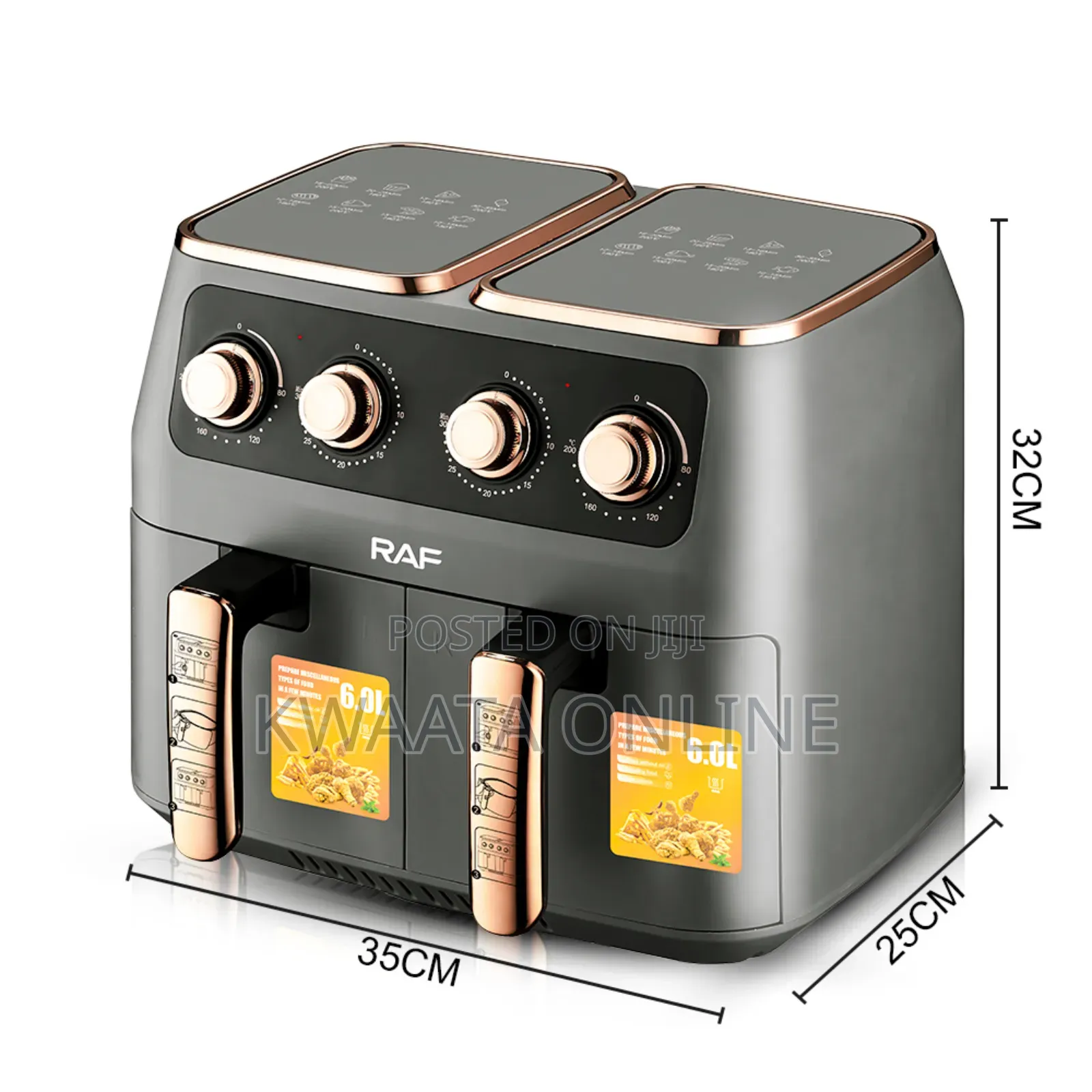 8 Liter(4l+4l) Raf Air Fryer, 2800w, Hot Oven Cooker,R-5236