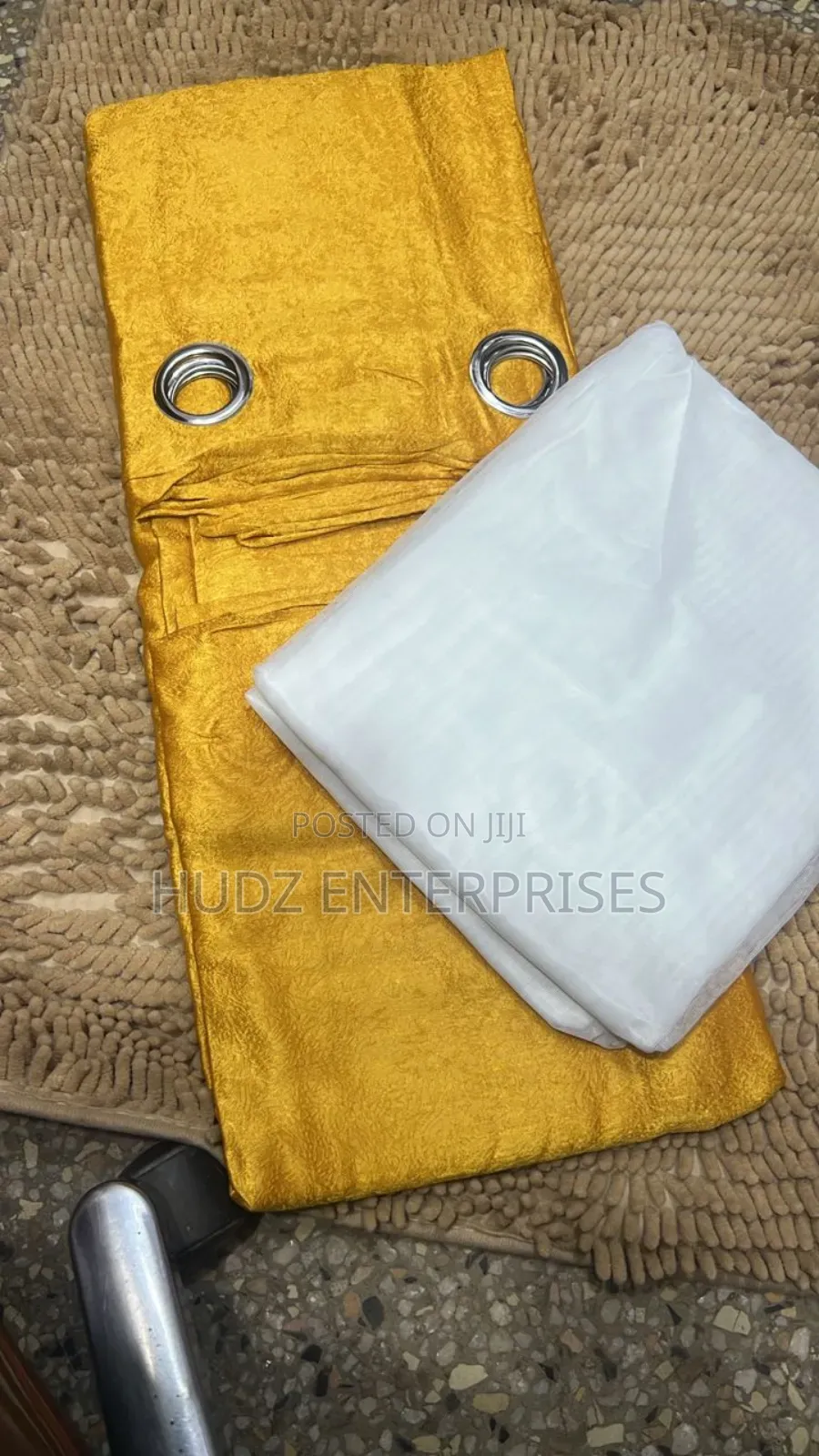 2 Curtains and 1 Net Yellow