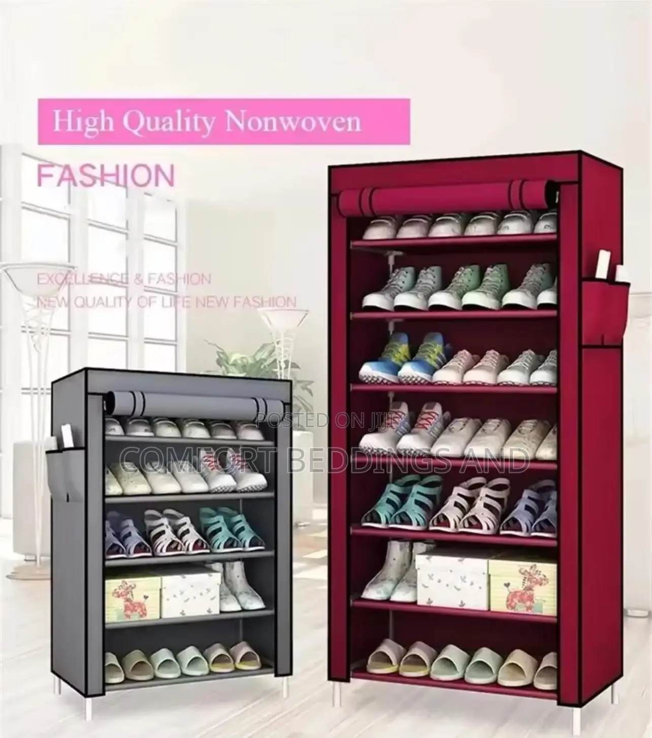 Single Column Metallic Shoe Rack Maroon