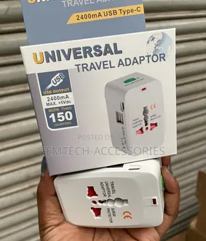Universal Adapter With 2usb a Ports and Type C)