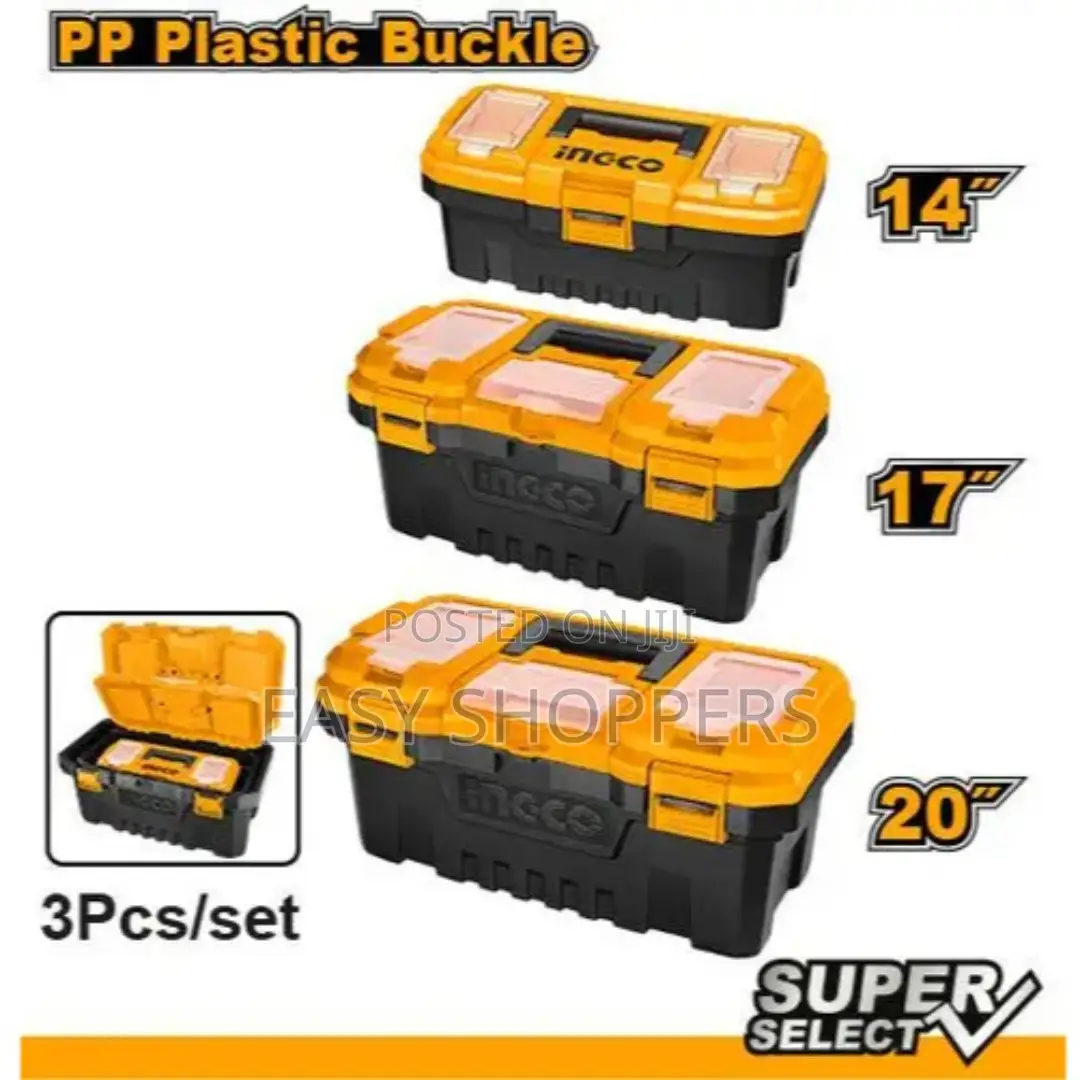 Ingco 3 PCS Plastic Tool Boxes Set - Orange 14'',17'',20''