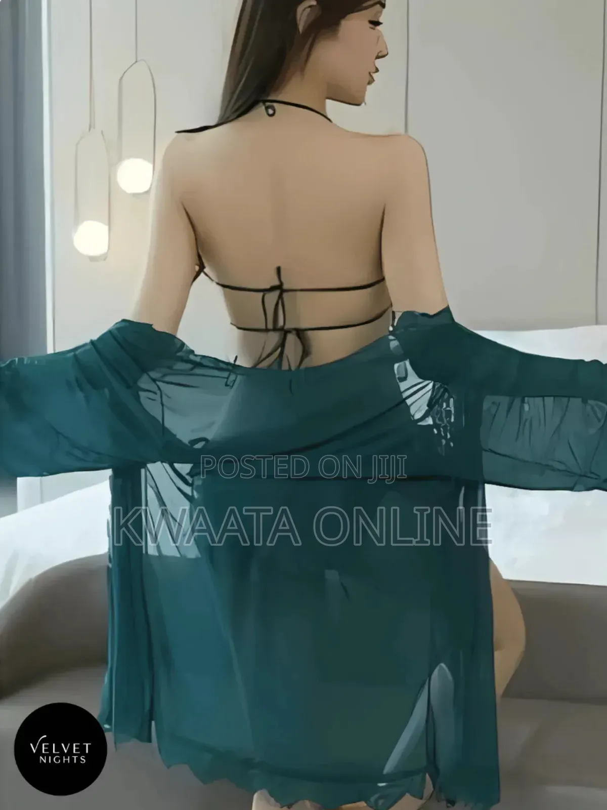 3piece Butterfly Lace Sexy Lingerie Set With Sheer Robe Erotic Nightie