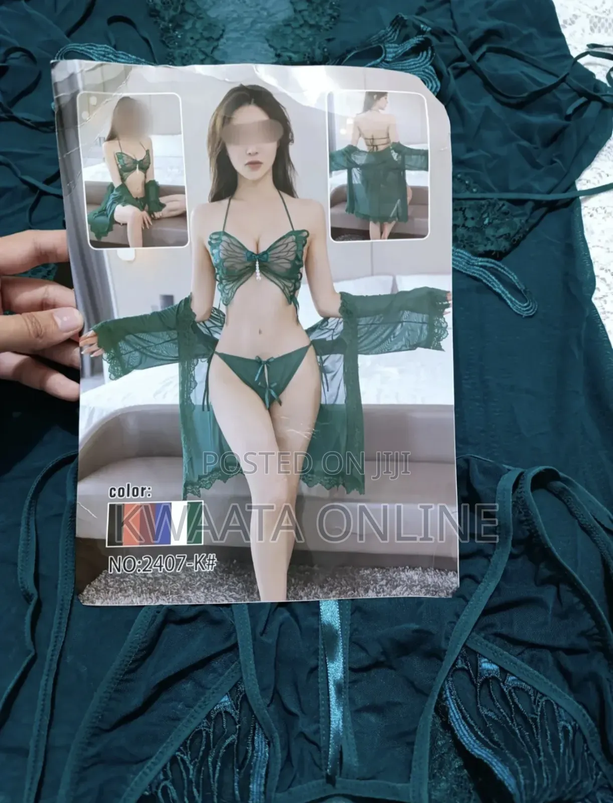 3piece Butterfly Lace Sexy Lingerie Set With Sheer Robe Erotic Nightie