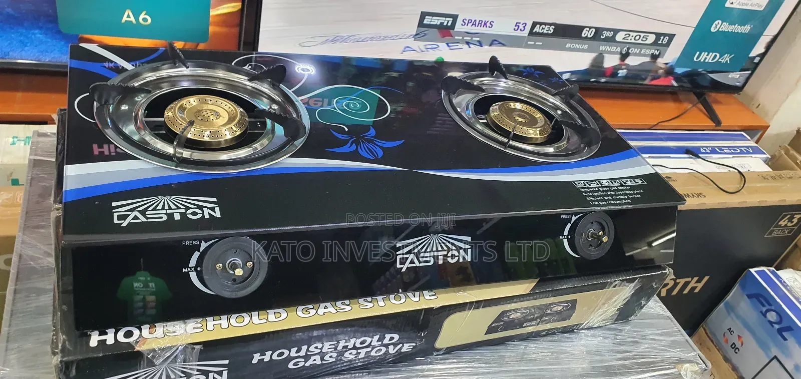 Double Gas Burner Glass Black