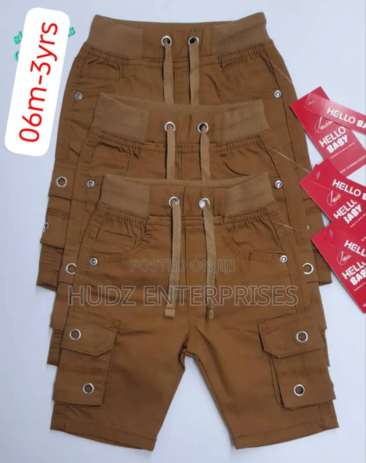6 to 3 Years Kids Shorts Brown