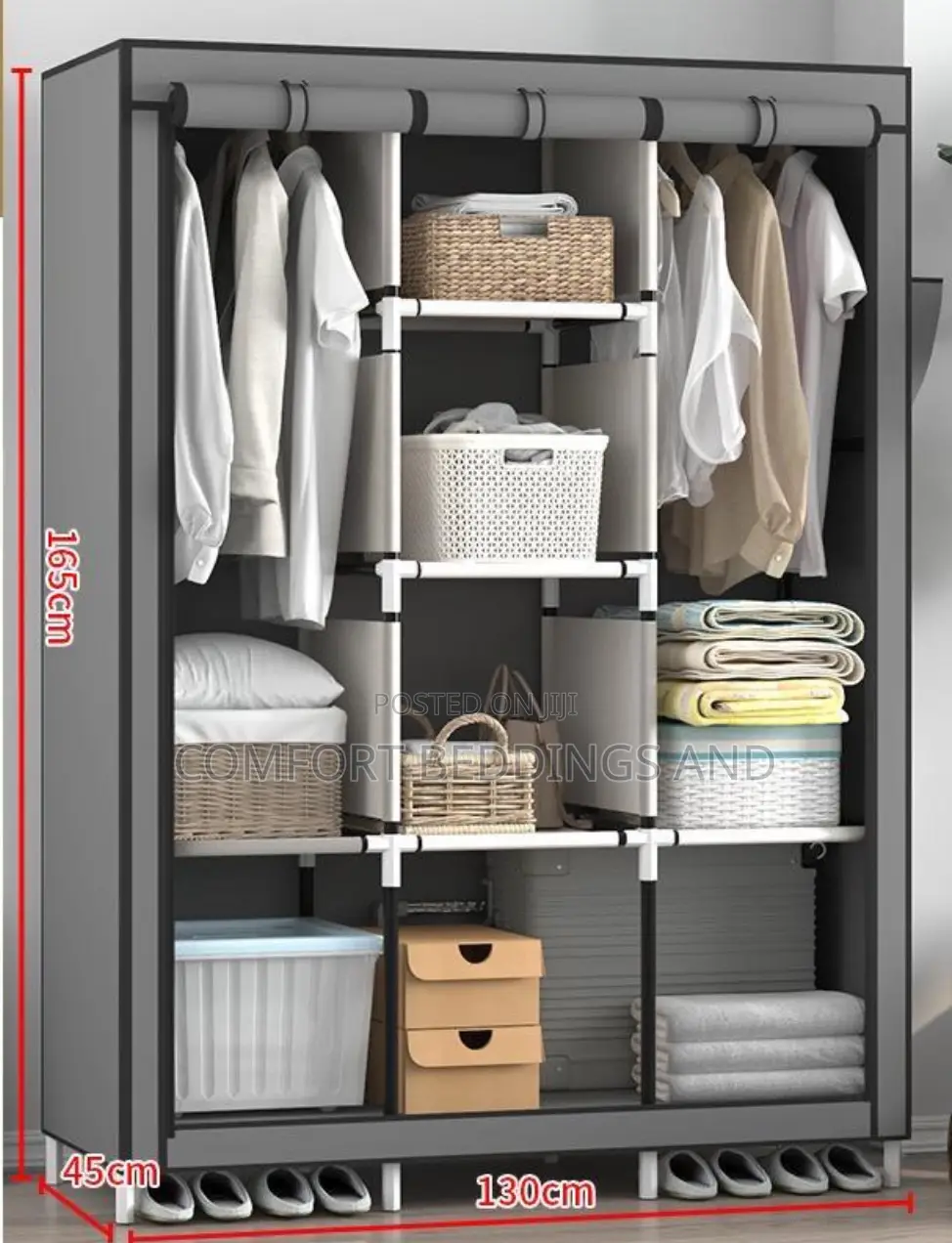Three Column Metallic Closet Gray