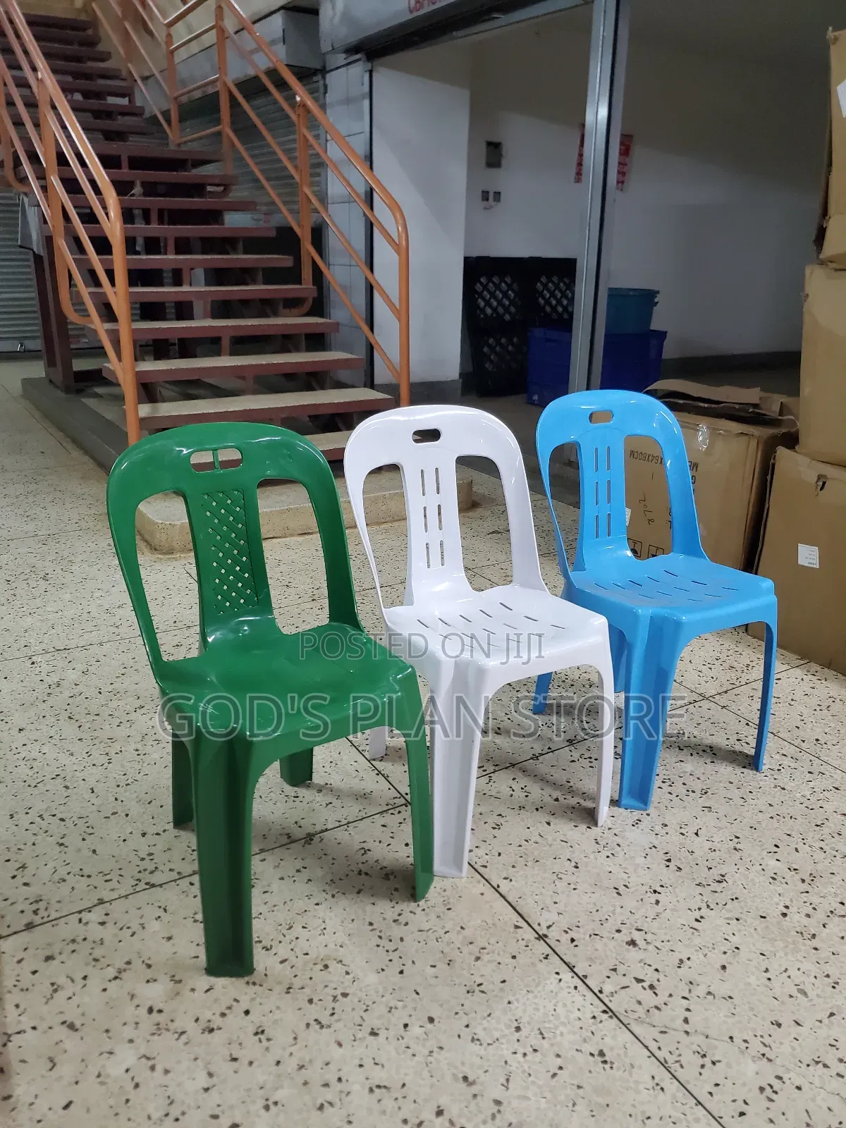 Straight Stand Armless Plastic Chairs