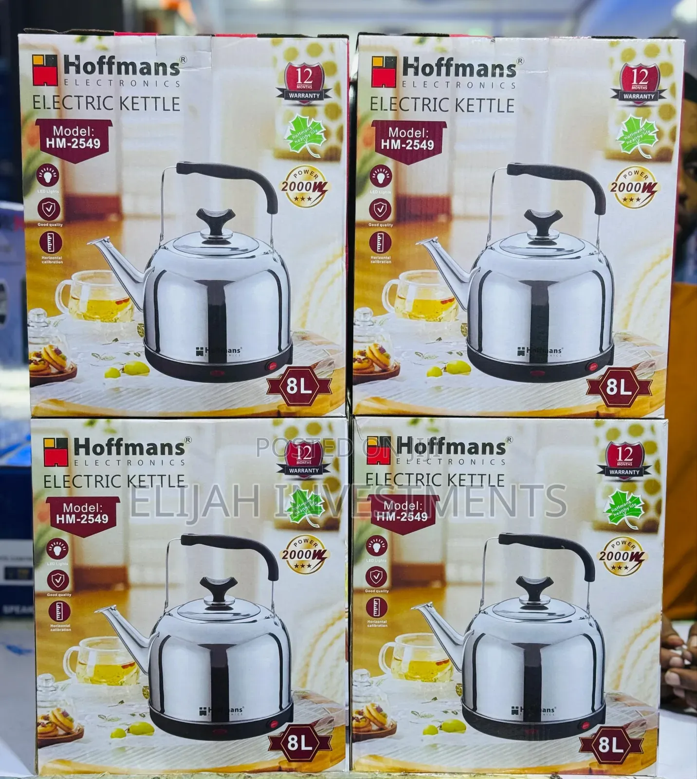 Hoffmans Hm-2549 Electric Kettle, an 8-Liter Capacity