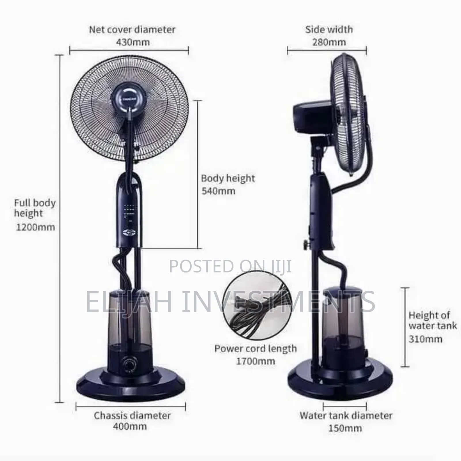 40cm Heavy Duty Pedestal Mist Fan