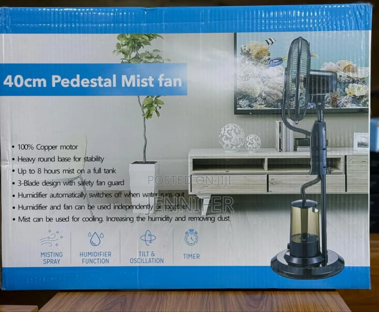 40cm Heavy Duty Pedestal Mist Fan