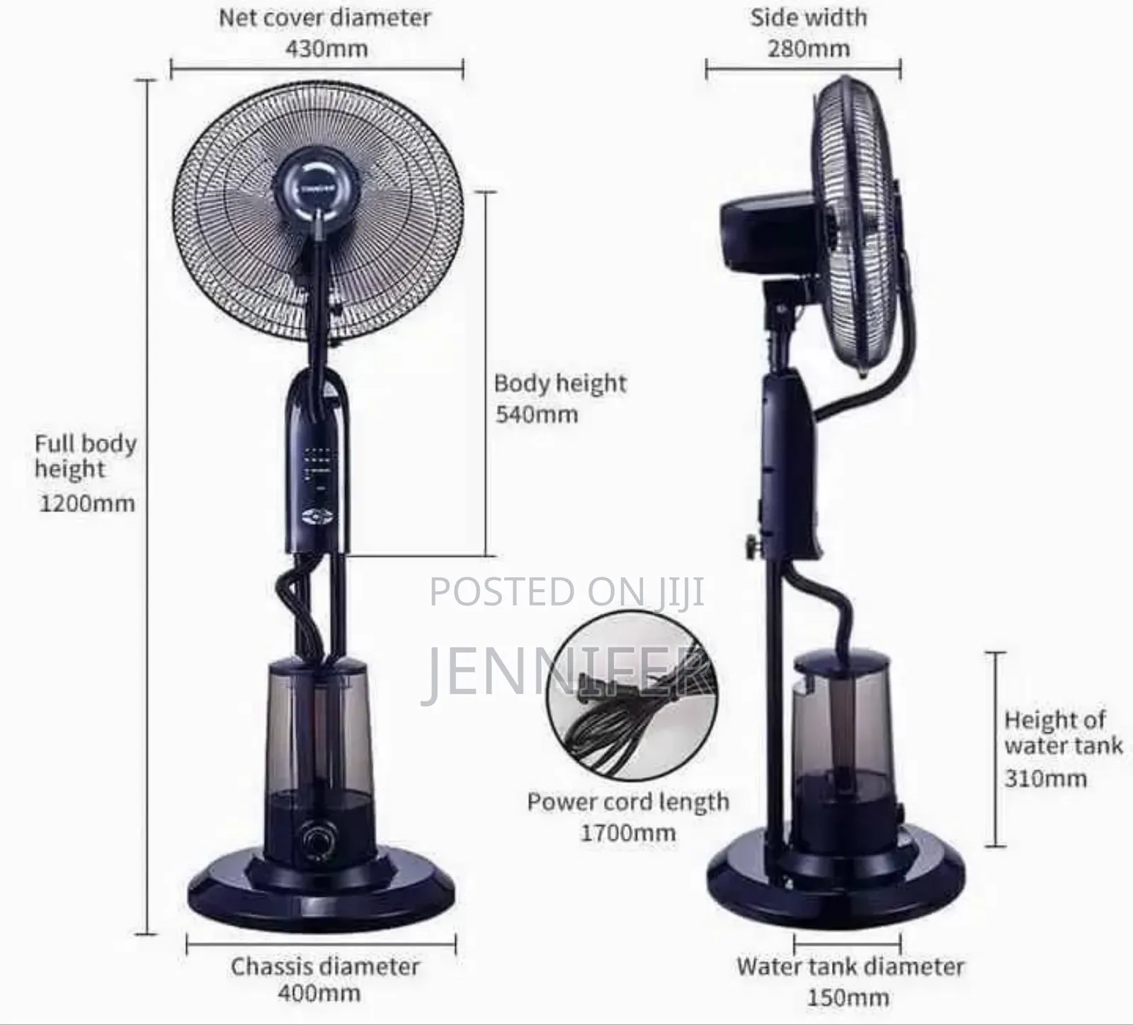 40cm Heavy Duty Pedestal Mist Fan