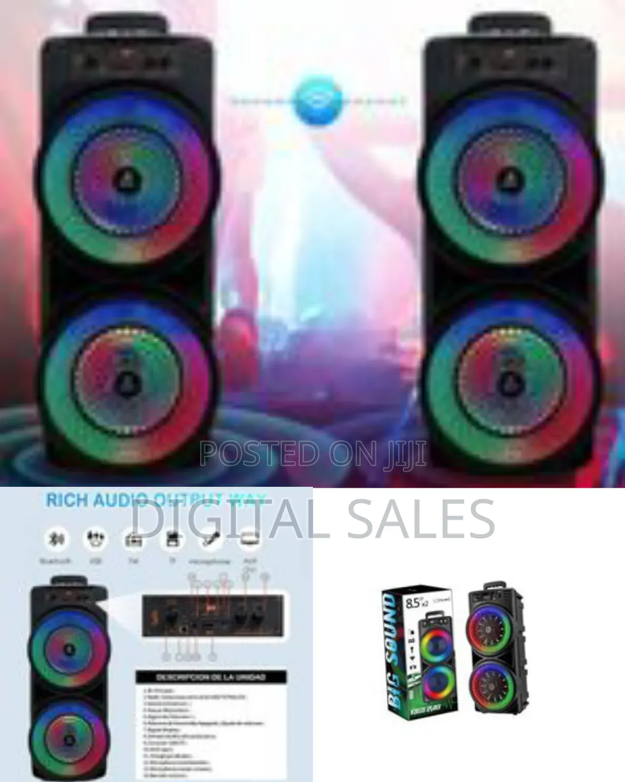 Subwoofer Dual for 8.5 Inches and 20w Outdoor RGB Lights Tf Card